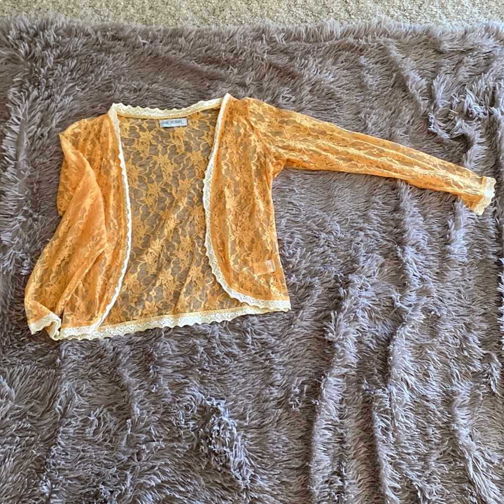 Jak & Peppar Girls size 16 Mustard Lace Cardigan